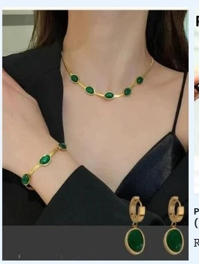 OVER GREEN CRYSTAL PENDANT NECKLACE (ST-101)